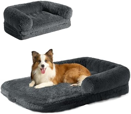 Human-Sized Memory Foam Pet Bed - Grey 72"